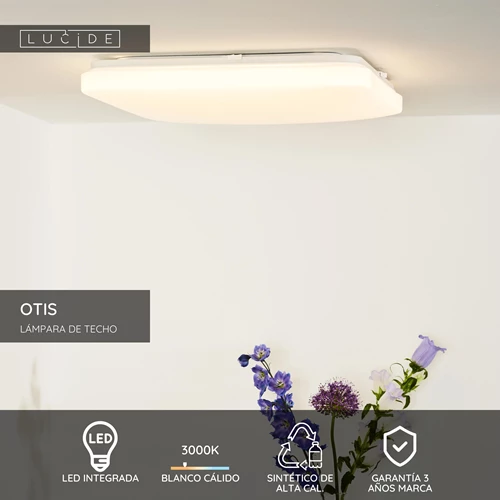 Lucide OTIS - Lámpara de techo - LED - 1x42W 3000K - Ópalo - USP